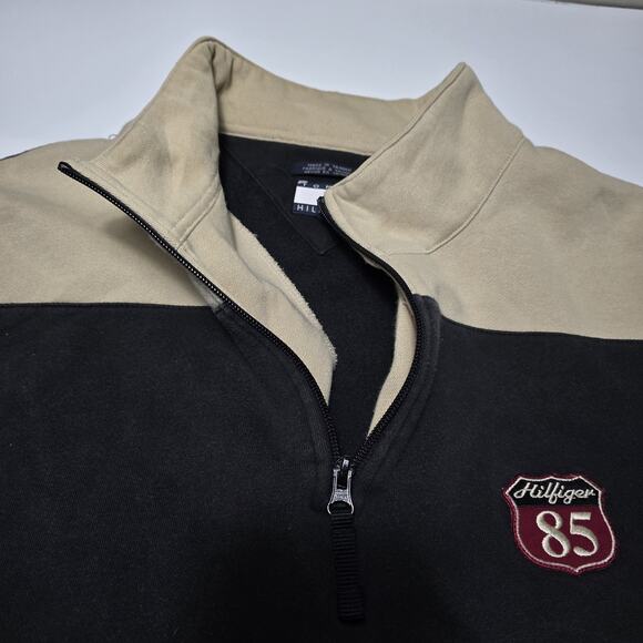 Vintage Tommy Hilfiger 85 Patch Logo 1/4 Zip Sweatshirt 90s Men's 2XL - Picture 4 of 8